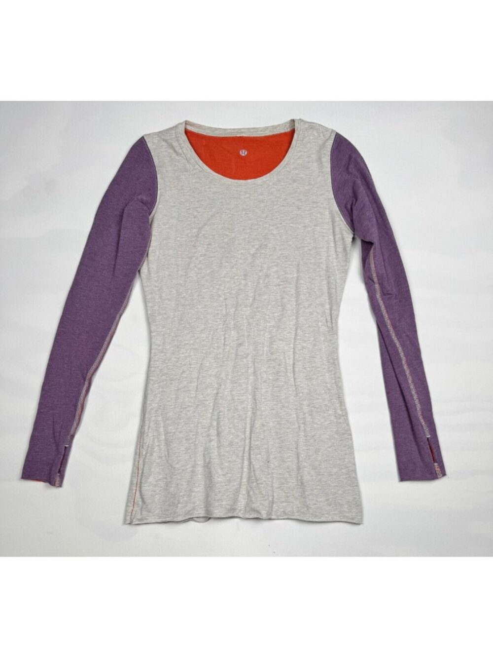 Lululemon Every Yogi Long Sleeve Reversible Oatmeal Purple / Orange Approx 6